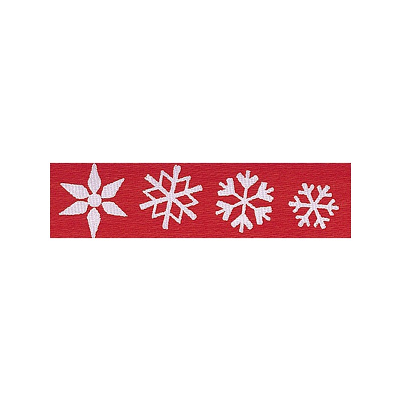 Christmas Ribbon Snowflake White On Red