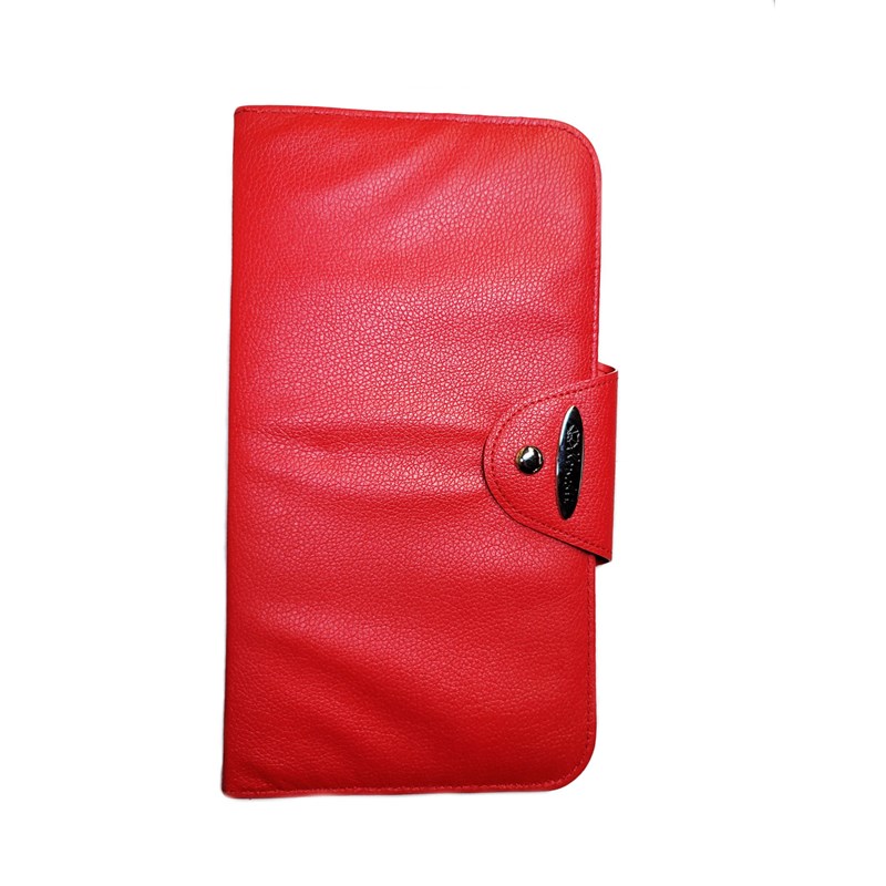 Faux Leather 5 Scissor Snap Case - Red